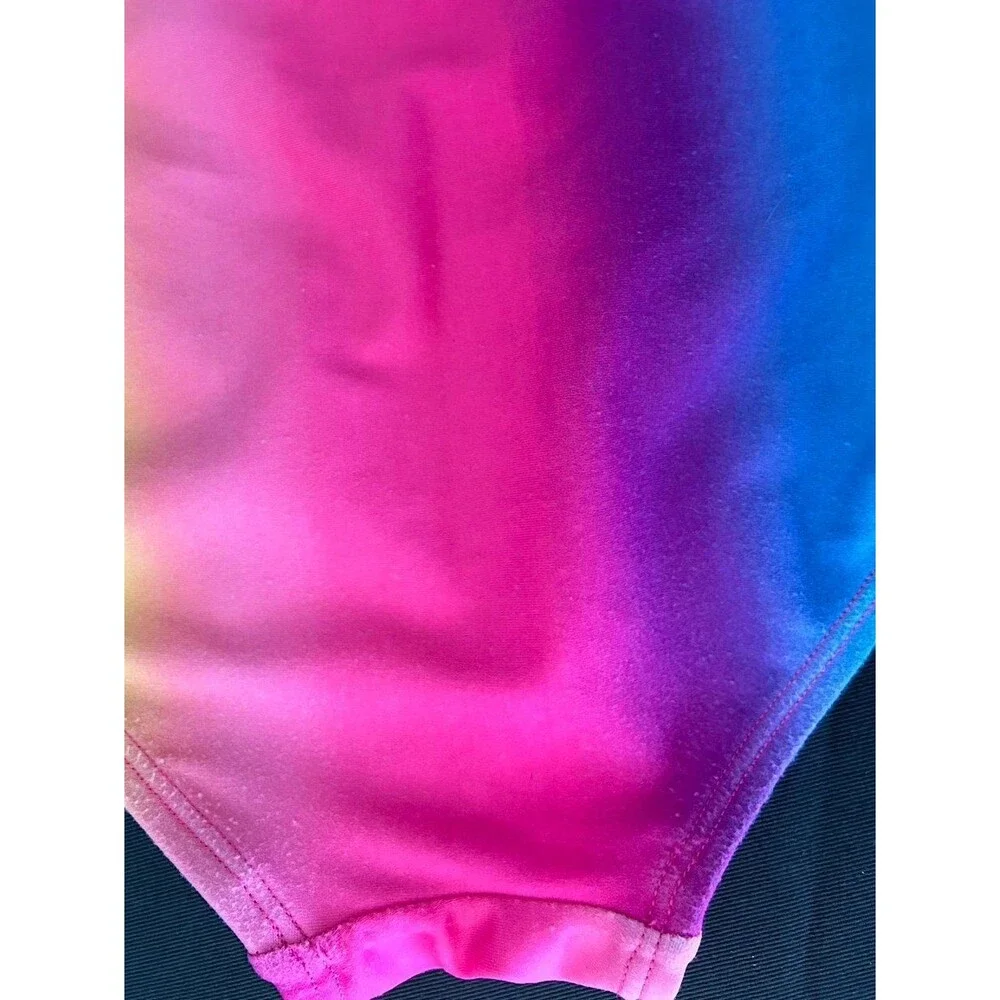 Justice Big Girls Rainbow Side Cutouts Racerback One Piece Plus Size 16